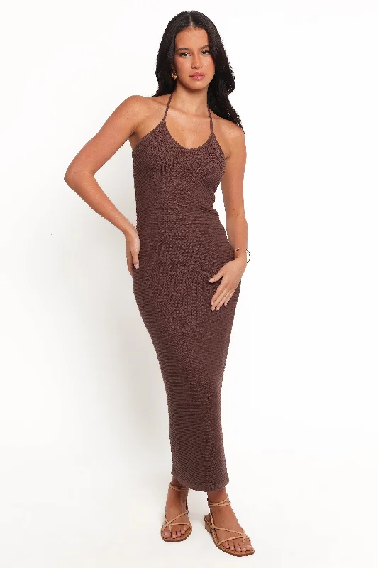 Elegant Women's Evening Garments Wardrobe Update Darya Midi Dress - Cocoa