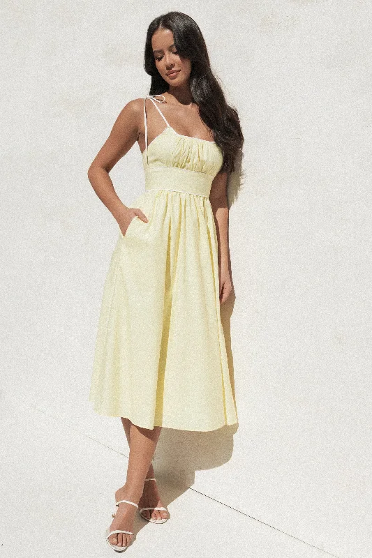 Women's High-Fashion Garments Comfort Meets Fashion Avi Sleeveless Midi Dress - Yellow Women's High-Fashion Garments Comfort Meets Fashion Avi Sleeveless Midi Dress - Yellow