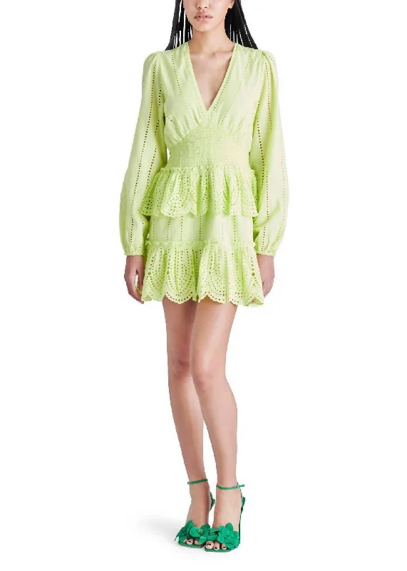 Stylish Women's Garments Romantic Date - Night Ensemble Raquelle Mini Dress In Sunny Lime Stylish Women's Garments Romantic Date - Night Ensemble Raquelle Mini Dress In Sunny Lime