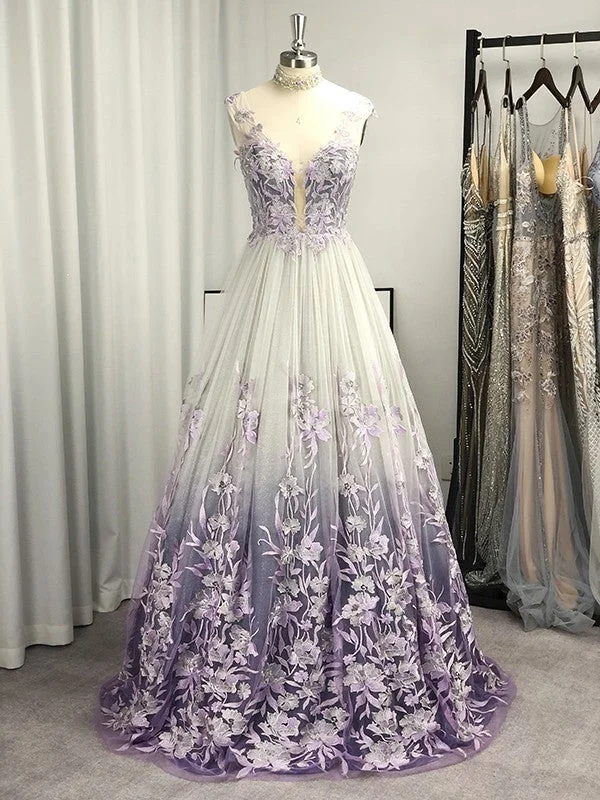 Women's Athletic Apparel Exclusive Deals Online A-Line/Princess V-neck Tulle Applique Sleeveless Floor-Length Dresses Women's Athletic Apparel Exclusive Deals Online A-Line/Princess V-neck Tulle Applique Sleeveless Floor-Length Dresses