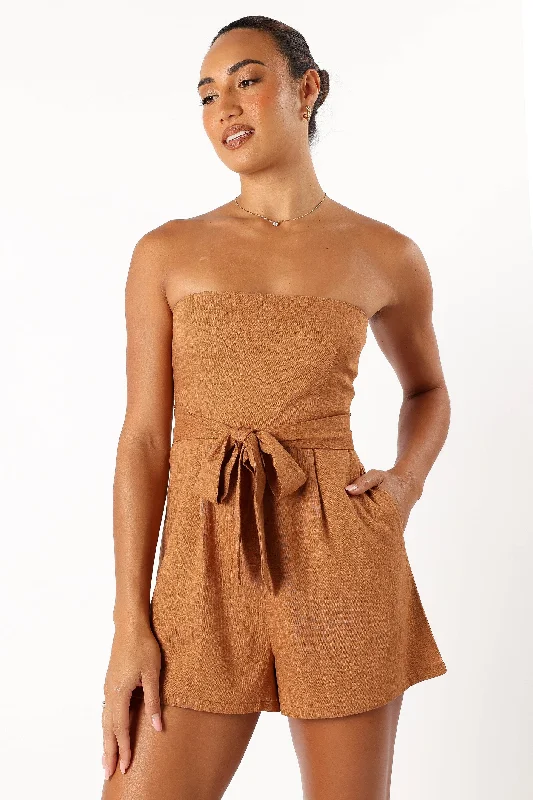 Women's Chic Outerwear Garments Style Upgrade Christie Strapless Playsuit - Tan