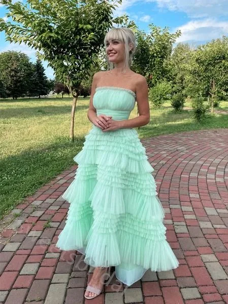 Vintage-Inspired Women's Clothes Imeless Style Sexy Strapess Sleeveless Ruffle A-line Floor length Prom Dress S5158 Vintage-Inspired Women's Clothes Imeless Style Sexy Strapess Sleeveless Ruffle A-line Floor length Prom Dress S5158