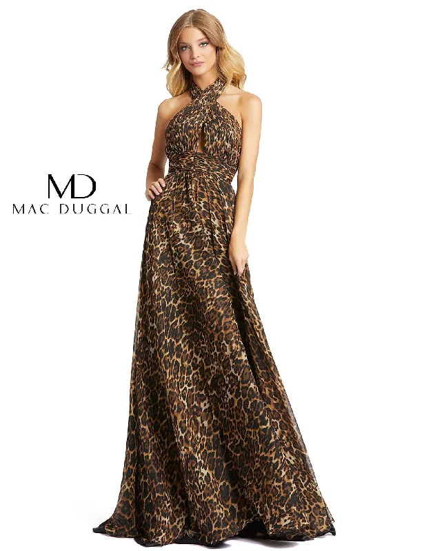 Charming Women's Holiday Apparel Formal Outfit Mac Duggal 67360 Prom Long Halter Animal Print Gown Charming Women's Holiday Apparel Formal Outfit Mac Duggal 67360 Prom Long Halter Animal Print Gown