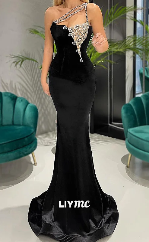 Affordable Women's Clothing Everyday Wear LP2221 - Sweetheart Sleeveless Appliques Beaded Sheer Mermaid Prom Dress