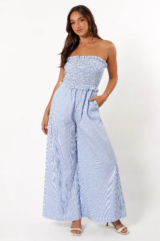 Women's Stylish Professional Garments Chic Styles Jones Jumpsuit - Blue Stripe