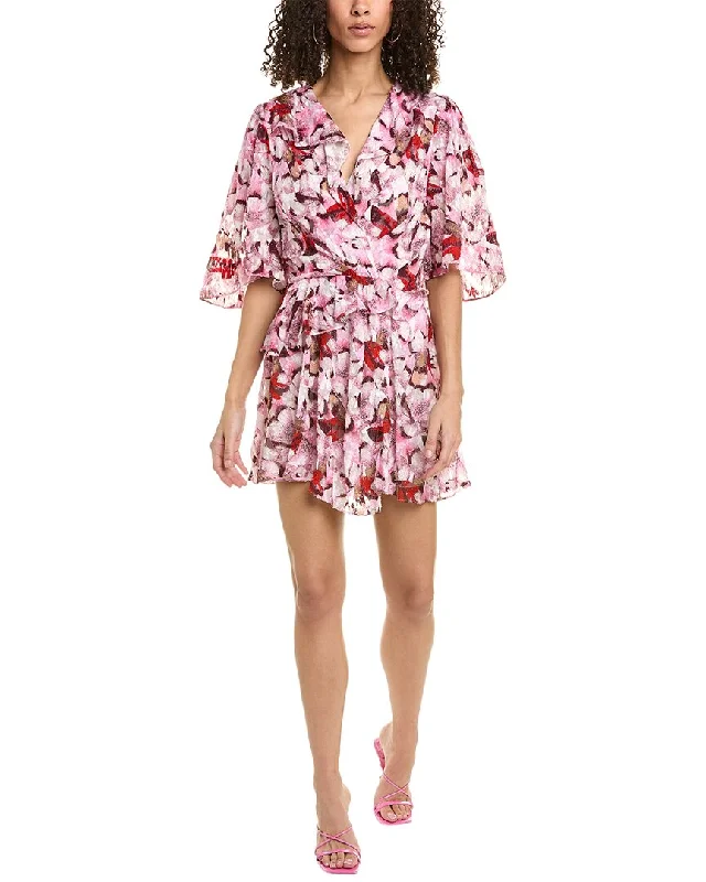 Women's Romantic Outfit Feminine Elegant IRO Surplice Silk-Blend Mini Dress