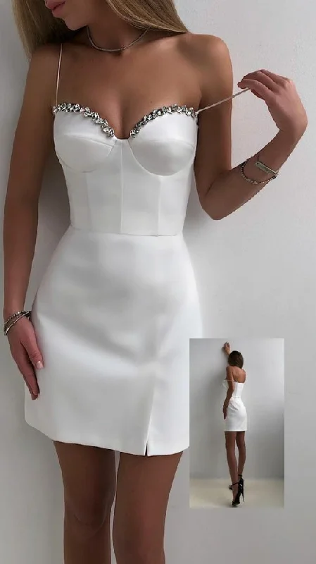 Women's Activewear Apparel Wardrobe Refresh White Satin Cocktail Dresses Spaghetti Straps Beads Diamond Short Prom Gowwns Lady Fashion Formal Party Dress S2848 Women's Activewear Apparel Wardrobe Refresh White Satin Cocktail Dresses Spaghetti Straps Beads Diamond Short Prom Gowwns Lady Fashion Formal Party Dress S2848