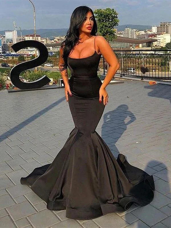 Sustainable Women's Apparel Stylish Spring Fashion Trumpet/Mermaid Sleeveless Spaghetti Straps Sweep/Brush Train Ruffles Satin Dresses Sustainable Women's Apparel Stylish Spring Fashion Trumpet/Mermaid Sleeveless Spaghetti Straps Sweep/Brush Train Ruffles Satin Dresses