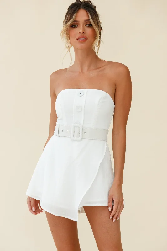Women's Elegant Outfit Dreamy Aesthetic Erika Bandeau Skort Romper White