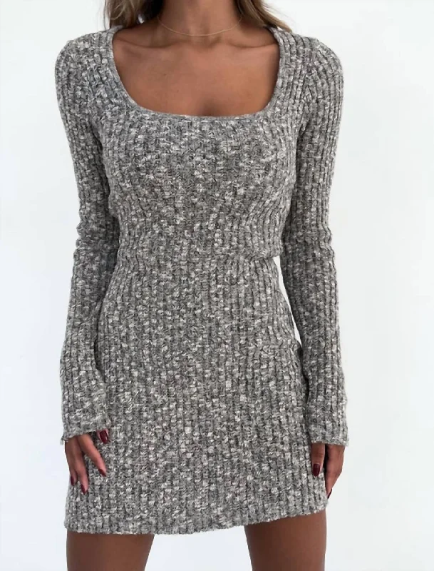Comfortable Garments For Women Vintage Retro Party Wear Alpine Mini Dress In Granite Comfortable Garments For Women Vintage Retro Party Wear Alpine Mini Dress In Granite