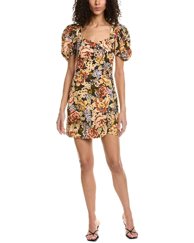 Charming Women's Garments Disco - Inspired Retro Dance Look rosewater remi Puff Sleeve Linen-Blend Mini Dress Charming Women's Garments Disco - Inspired Retro Dance Look rosewater remi Puff Sleeve Linen-Blend Mini Dress