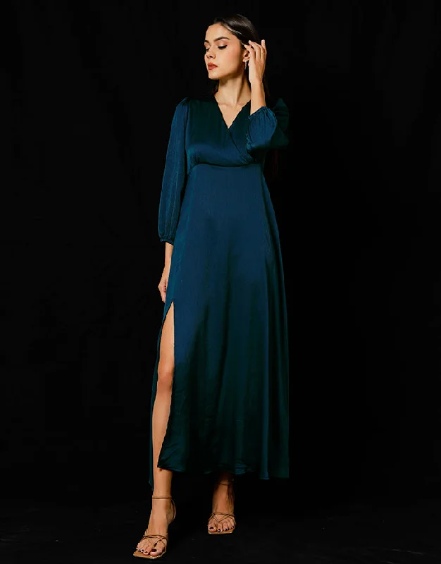 Affordable Women's Clothes Today Only Long Sleeves Maxi Dress with Front Slit