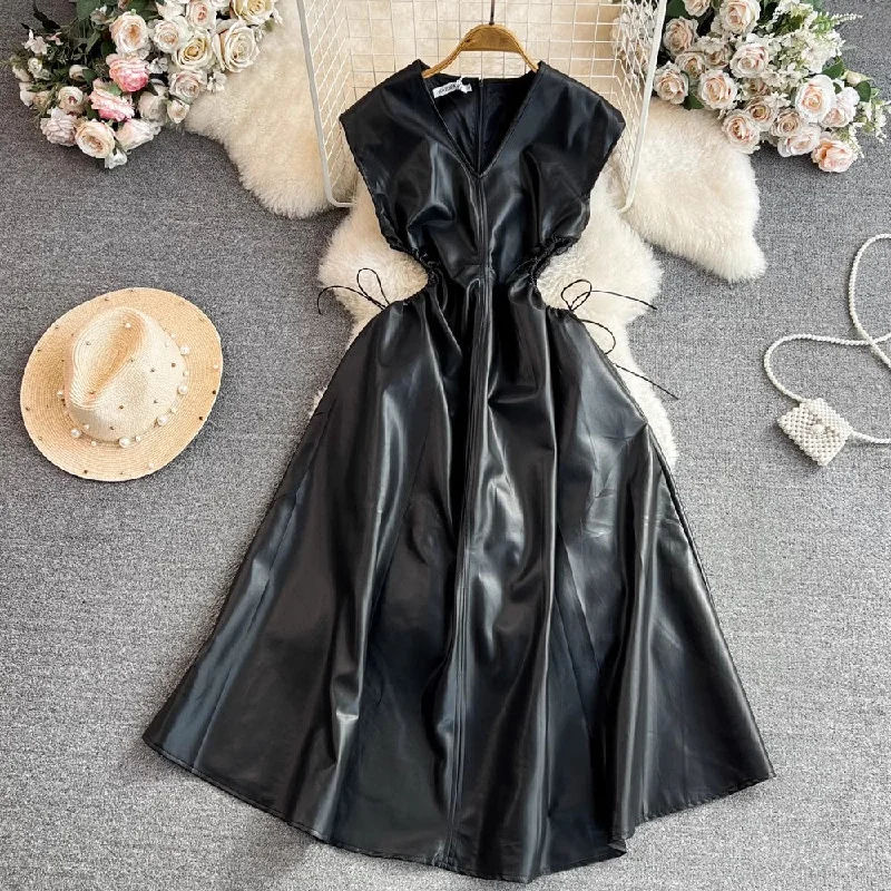 Tailored Clothing For Women Effortless Comfort sleeveless V-neck A-line dress    S4143