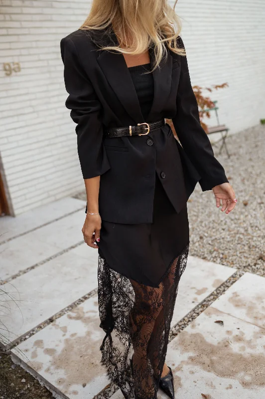 Charming Women's Holiday Apparel Feminine Soft - Hued Look Blazer Geva - noir