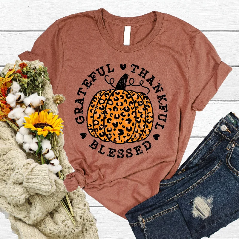 Women's Holiday Attire New Season Fashion Preview Sale Grateful Thankful Blessed Pumpkin Tee Women's Holiday Attire New Season Fashion Preview Sale Grateful Thankful Blessed Pumpkin Tee
