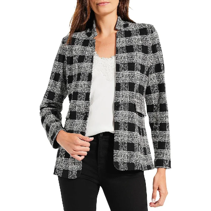 Casual Attire For Women Trend Alert Womens Cotton Blend Plaid One-Button Blazer