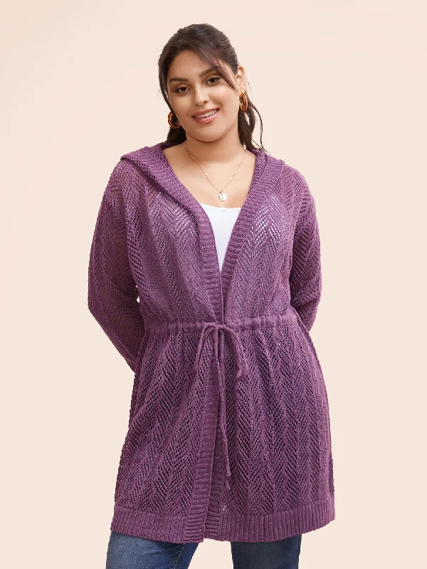 Women's Elegant Evening Outfit Popular Collection Plain Hooded Drawstring Drop Shoulder Cardigan Women's Elegant Evening Outfit Popular Collection Plain Hooded Drawstring Drop Shoulder Cardigan