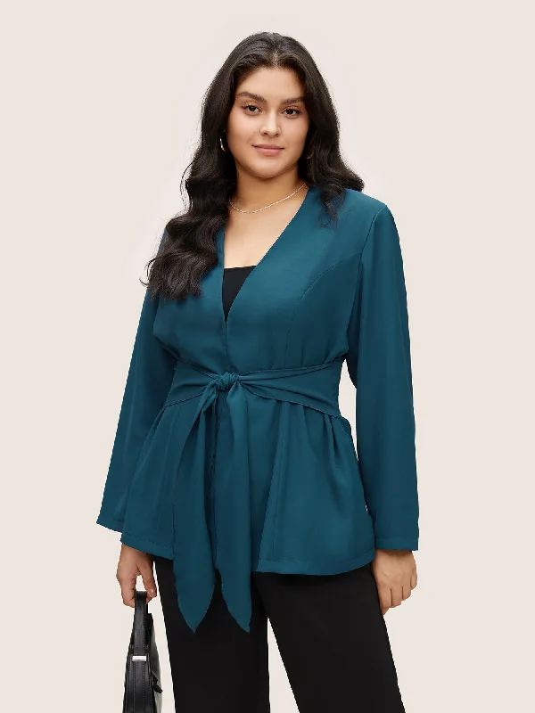 Women's Cozy Outfit For Lounging All Season Basics Discount Plain Ties Buckle Detail Blazer Women's Cozy Outfit For Lounging All Season Basics Discount Plain Ties Buckle Detail Blazer