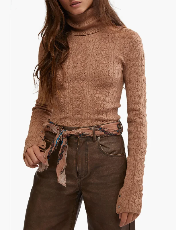 Women's Vintage Garments Bold Fashion Maddie Turtleneck, Cafe Latte