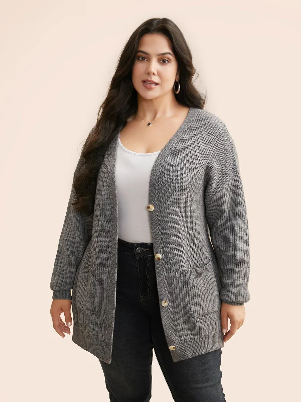 Charming Women's Holiday Apparel Artful Design Supersoft Ribbed Drop Shoulder Wool Cardigan Charming Women's Holiday Apparel Artful Design Supersoft Ribbed Drop Shoulder Wool Cardigan