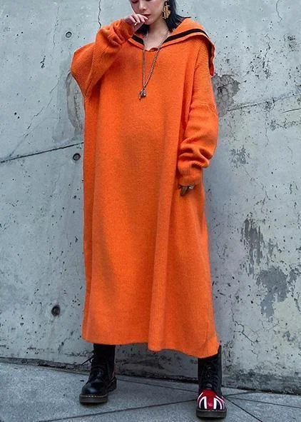 Women's Travel Attire Flash Deals Women Orange Sweater Aesthetic Largo Sailor Collar Big Winter Knitted Tops Women's Travel Attire Flash Deals Women Orange Sweater Aesthetic Largo Sailor Collar Big Winter Knitted Tops