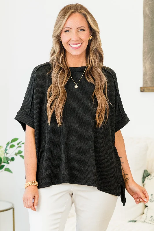 Women's Transitional Clothes Sophisticated Cut Making A Call Top, Black