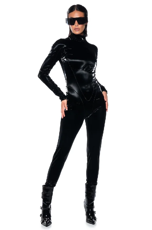 Women's Tops And Clothing Chic Styles CHOOSE ME FAUX LEATHER CATSUIT