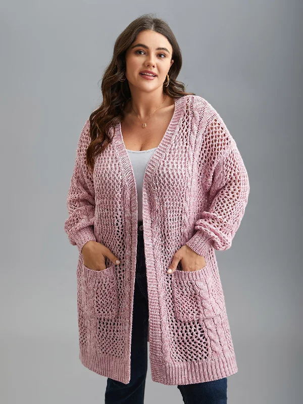 Women's Formal Event Clothing Fashion Sale Cut-Out Crochet Textured Open-Front Cardigan Women's Formal Event Clothing Fashion Sale Cut-Out Crochet Textured Open-Front Cardigan