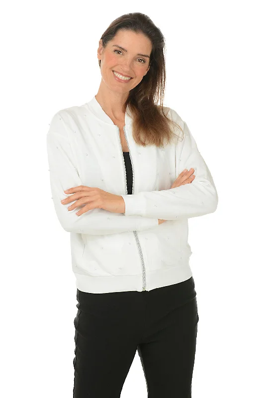 Women's Everyday Apparel Weekend Special Pearl Studded Bomber Jacket