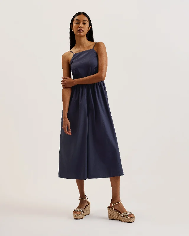 Affordable Women's Clothing Great Prices On Feminine Styles Eze Squared Neck Strappy Cross Over Jumpsuit Dk-Blue Affordable Women's Clothing Great Prices On Feminine Styles Eze Squared Neck Strappy Cross Over Jumpsuit Dk-Blue