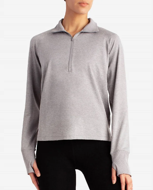 Women's Chic Outerwear Attire Limited Time Supersoft Quarter Zip Pullover Sweatshirt In Silver Melange Women's Chic Outerwear Attire Limited Time Supersoft Quarter Zip Pullover Sweatshirt In Silver Melange