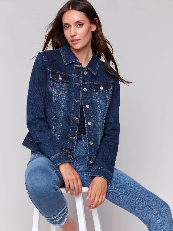 Stylish Women's Apparel Chic & Cozy Collection Stretch Denim Jacket - Indigo