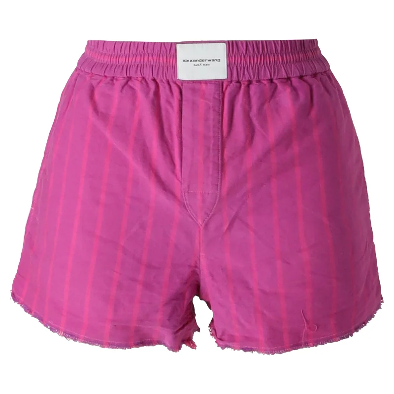 Women's Holiday Apparel Final Sale Alexander Wang Logo Striped Shorts in Pink Cotton Women's Holiday Apparel Final Sale Alexander Wang Logo Striped Shorts in Pink Cotton