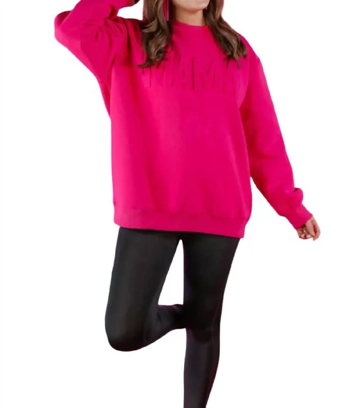 Women's Professional Clothes Catch Every Fashion Trend Mama Embossed Sweatshirt In Hot Pink Women's Professional Clothes Catch Every Fashion Trend Mama Embossed Sweatshirt In Hot Pink