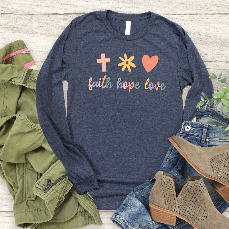 Women's Trendy Casual Outfit Save Big Faith Hope Love Long Sleeve