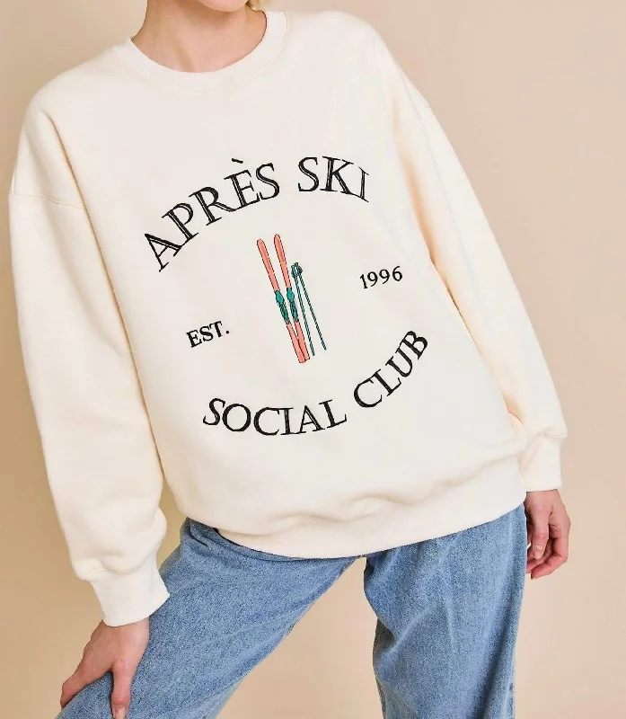 Affordable Women's Garments Limited Time Flash Sale Apres Ski Crew Sweatshirt In Cream Affordable Women's Garments Limited Time Flash Sale Apres Ski Crew Sweatshirt In Cream