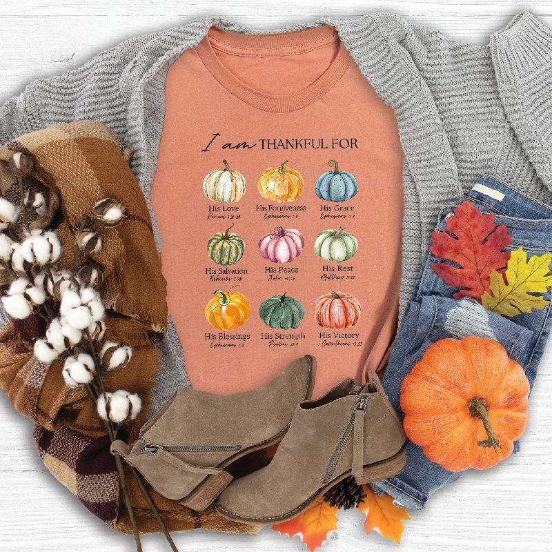 Women's Seasonal Clothes Bold Patterns I Am Thankful For Tee