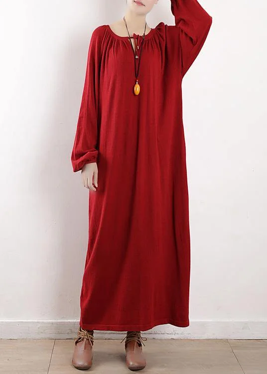 Plus-Size Women's Garments Fashion For Every Occasion Knitted o neck Cinched Sweater dress outfit Women red daily knitwear fall Plus-Size Women's Garments Fashion For Every Occasion Knitted o neck Cinched Sweater dress outfit Women red daily knitwear fall