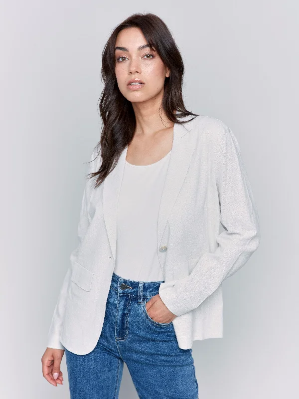 Chic Women's Garments Classic Appeal Linen Blend Blazer - Natural