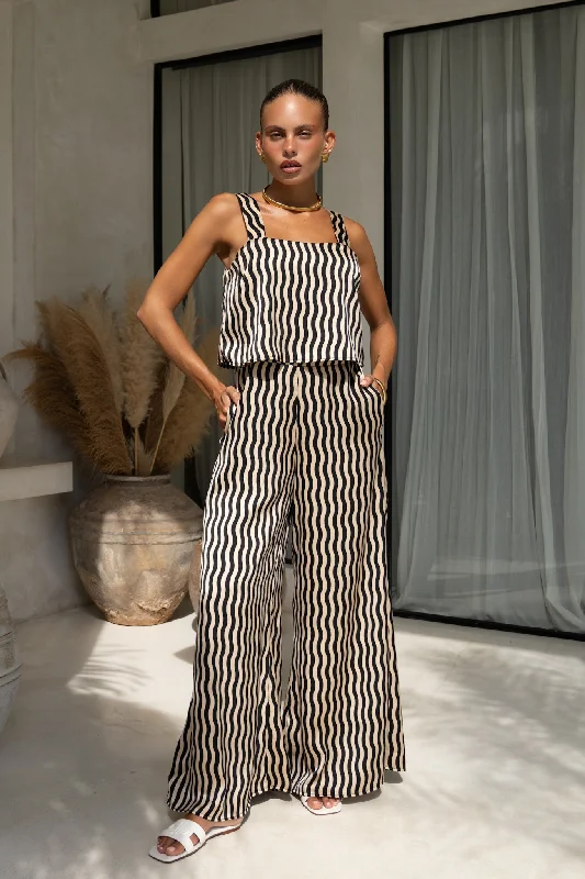 Women's Clothing For Travel Summer Essentials Peyton Black Gold Stripe Jumpsuit