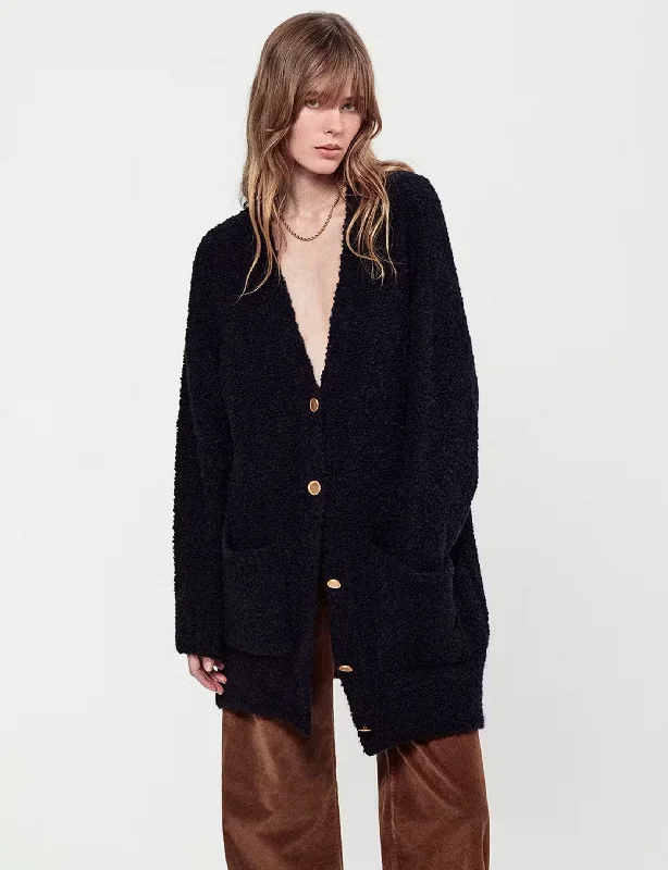 Timeless Women's Apparel Urban Sophistication Boyfriend Bouchle Cardi, Navy