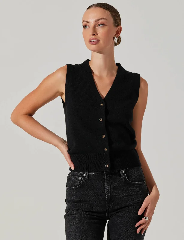 Women's Comfortable Lounge Garments High-End Women’S Wear Eira Sweater Vest, Black