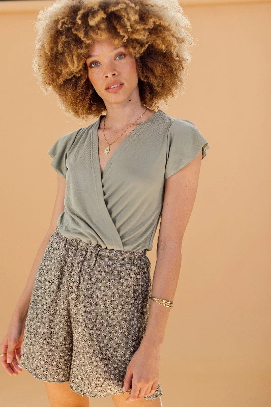 Women's Transitional Attire Big Discounts Playsuit Rory Khaki floral.