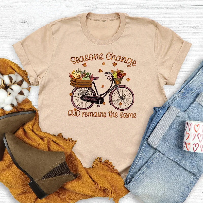 Women's Holiday Attire Quick Grab Deals Seasons Change God Remains the Same Tee