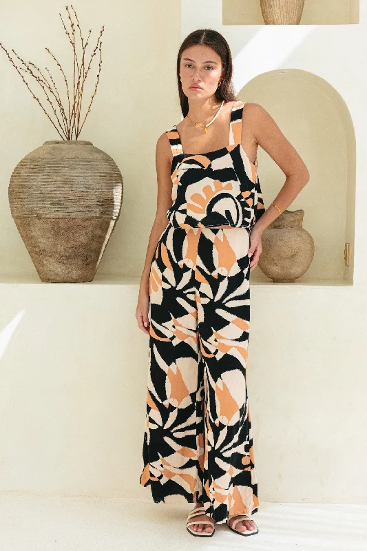 Women's Clothing For Casual Outings First Order Discount Petra Black Abstract Jumpsuit Women's Clothing For Casual Outings First Order Discount Petra Black Abstract Jumpsuit