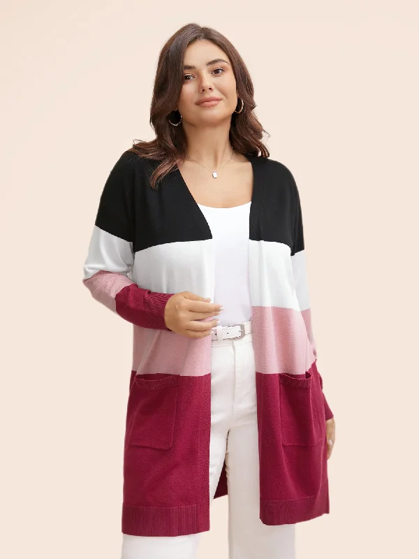 Women's Evening Wear Outfit Trending Items Supersoft Essentials Colorblock Contrast Pocket Cardigan Women's Evening Wear Outfit Trending Items Supersoft Essentials Colorblock Contrast Pocket Cardigan