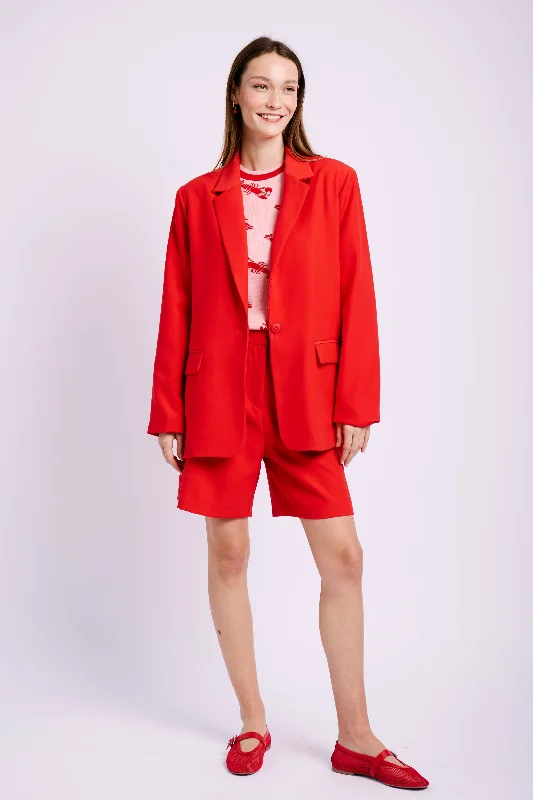Women's Plus-Size Attire Vintage Style Clothing Sale Tailored Lined Jacket in Red