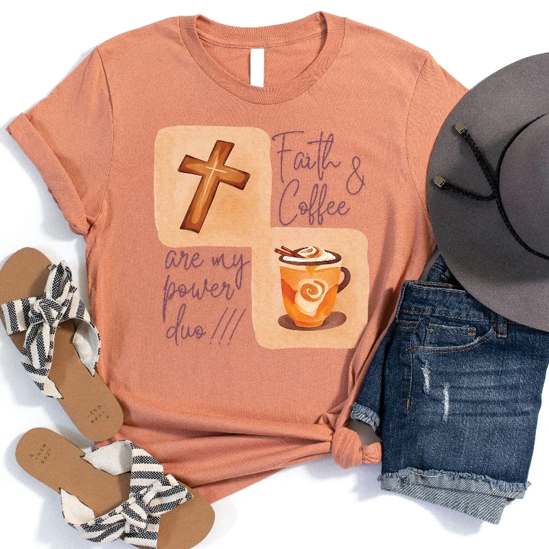 Charming Women's Holiday Apparel Bid Farewell To The Old Season Faith and Coffee Tee Charming Women's Holiday Apparel Bid Farewell To The Old Season Faith and Coffee Tee