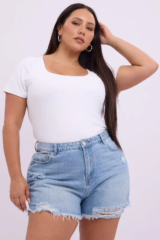 Women's Evening Outfit Today Only Denim Relaxed Shorts High Rise