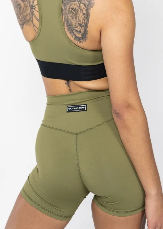 Women's Evening Clothes Vibrant Styles High Waist Power Tech Bike Short Army Green